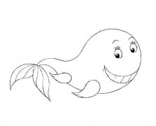微笑的卡通鲸鱼简笔画图片