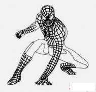 半蹲在地上的蜘蛛侠简笔画图片