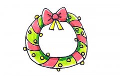 圣诞花环彩色画法步骤图解教程