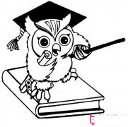 教师节简笔画,可爱的猫头鹰老师