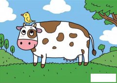 农场里的奶牛彩色画法步骤图解教程