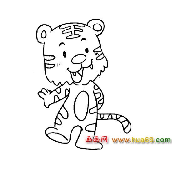 可爱的小老虎宝宝简笔画2