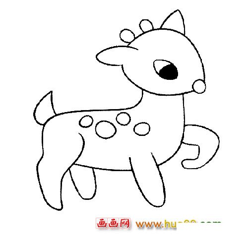 前行的小梅花鹿动物简笔画