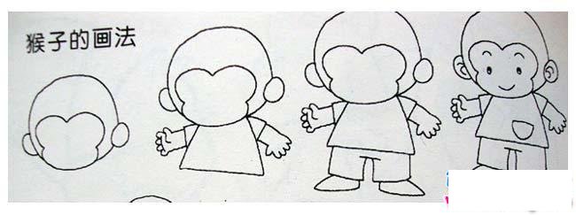 卡通猴子的简笔画画法步骤