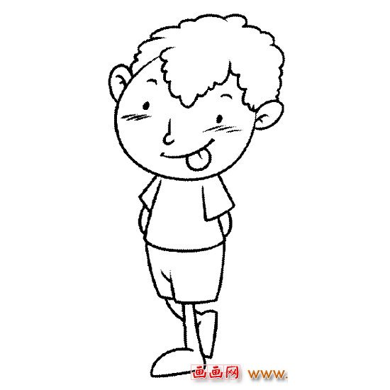 人物简笔画：吐舌头的小男孩