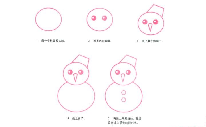 彩色简笔画雪人的图片教程