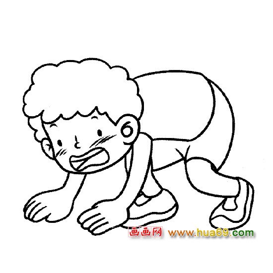 人物简笔画：摔跤的小男孩