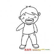 生气的小男孩简笔画