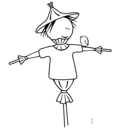 如何画戴帽子稻草人简笔画简单易学