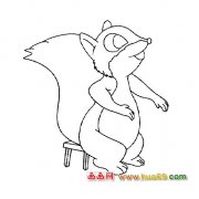 坐在凳子上的松鼠简笔画