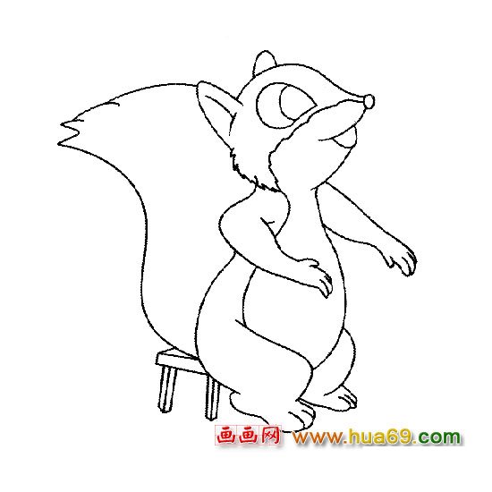 坐在凳子上的松鼠简笔画