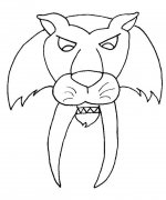 剑齿虎头像动物简笔画步骤图片大全