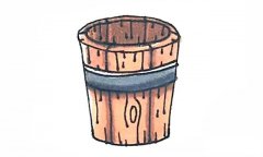 木桶简笔画彩色画法步骤图教程