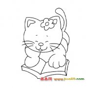 简笔画(看书的小猫咪)