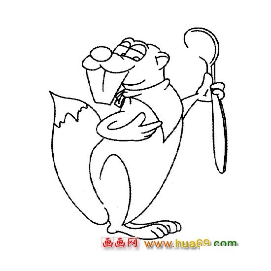 拿着勺子的松鼠【简笔画】2