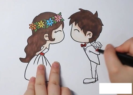 情侣怎么画_手绘卡通情侣简笔画画法步骤图解