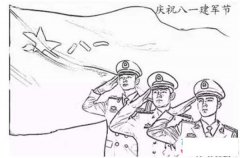 庆祝八一建军节简笔画图片：三军战士