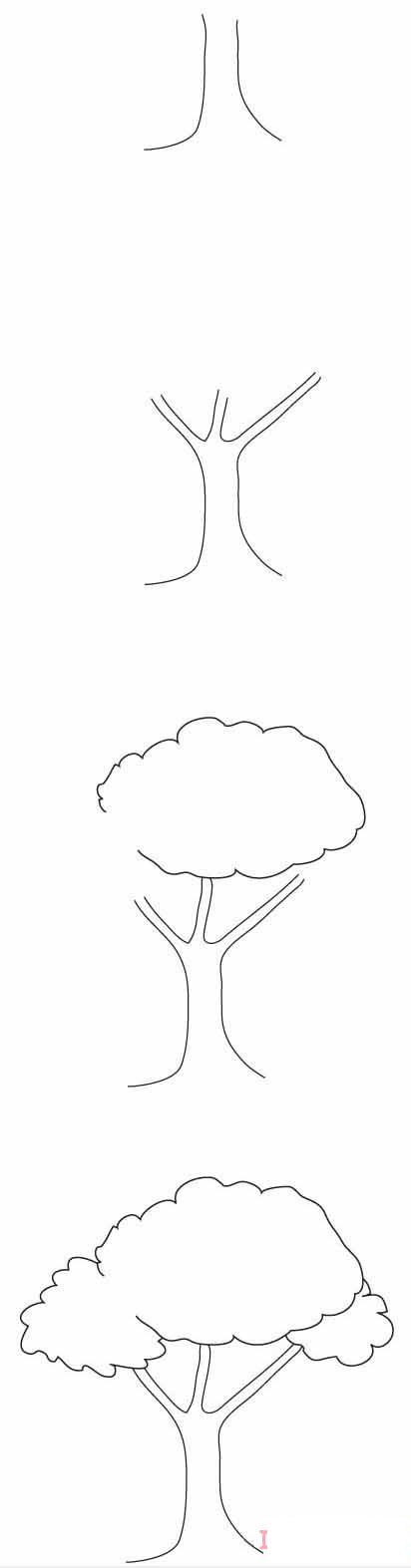 大树怎么画简洁好看 带步骤图大树简笔画图片