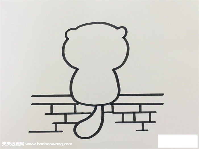 黑色猫咪背景简笔画