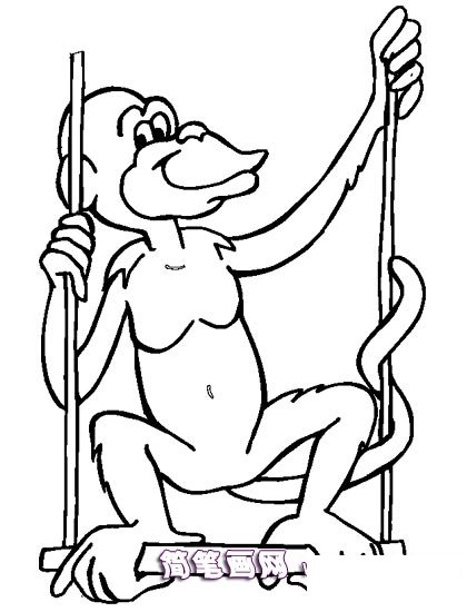 荡秋千的小猴子简笔画