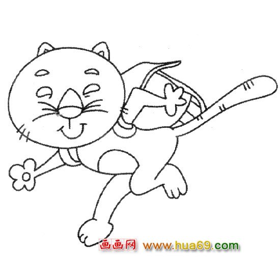 小猫简笔画：奔跑的小猫3