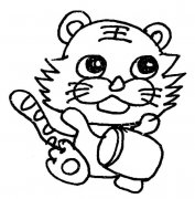 打腰鼓的老虎动物简笔画步骤图片大全