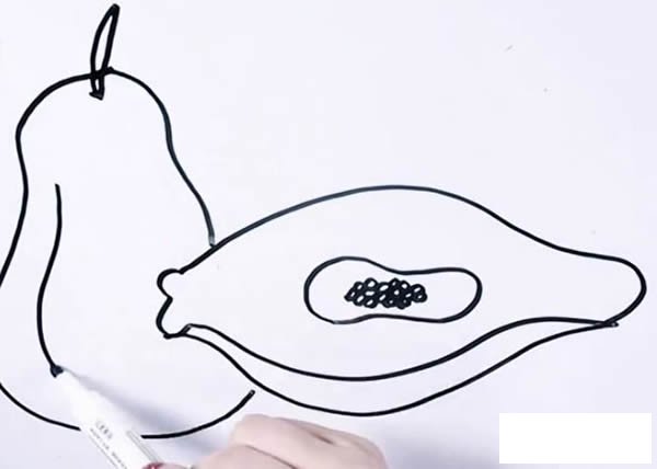 木瓜简笔画步骤图