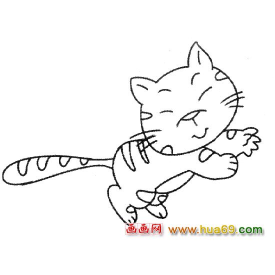 小猫简笔画:奔跑的小猫4