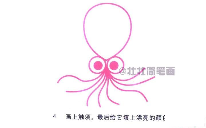 章鱼简笔画画法_怎么画章鱼的简笔画