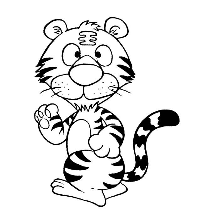 站立的老虎动物简笔画步骤图片大全