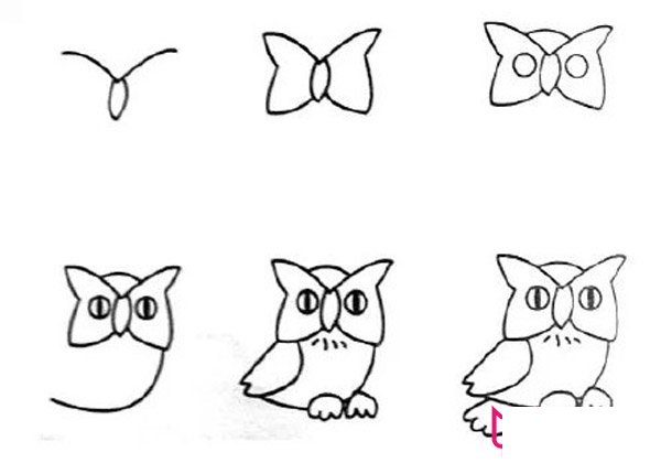 简单的动物简笔画,猫头鹰简笔画