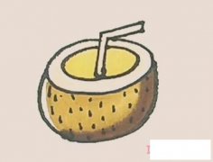 简单椰子的画法详细步骤图带颜色