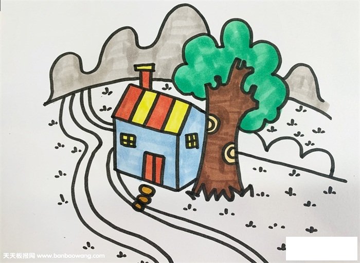 关于家乡美景的画