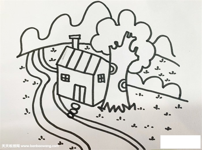 关于家乡美景的画