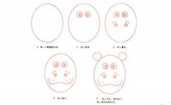 彩色河马简笔画画法_怎么画彩色河马的简笔画