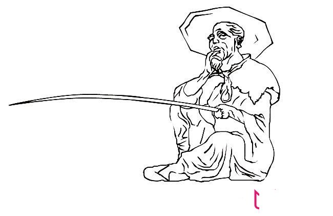 姜太公钓鱼简笔画