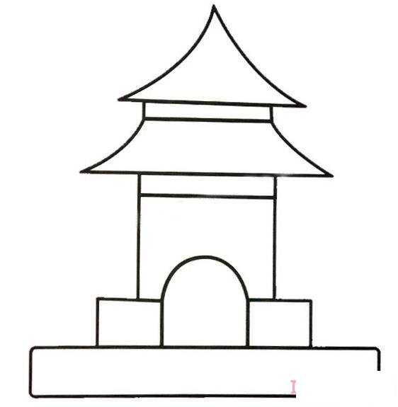 漂亮寺庙的画法步骤图带颜色简笔画图片