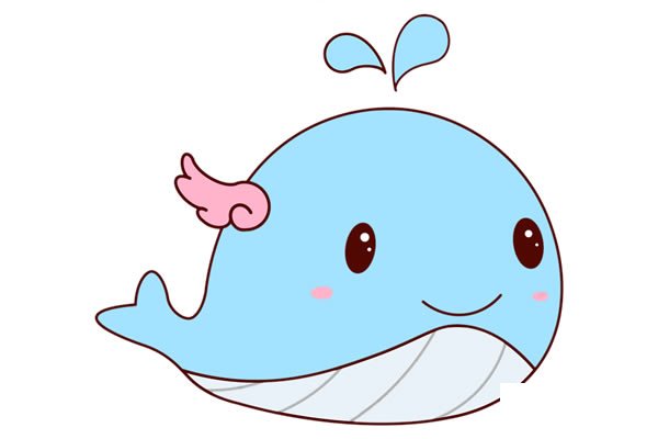 鲸鱼简笔画_可爱的卡通小鲸鱼简笔画步骤图解教程