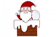 圣诞老人送礼物圣诞节简笔画