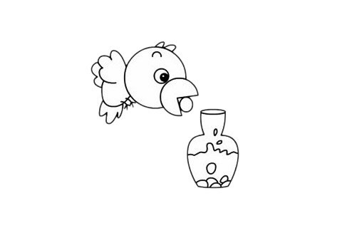 乌鸦喝水简笔画