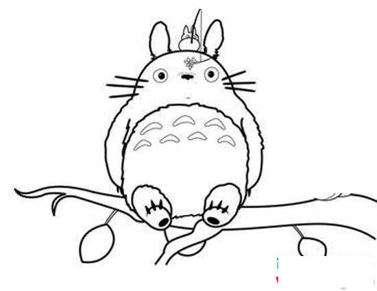 龙猫坐在树上简笔画图片大全