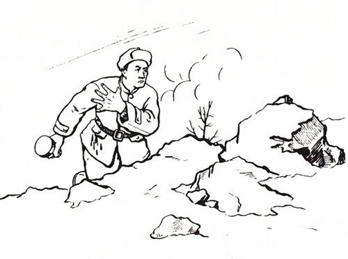 民族英雄黄继光简笔画