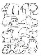 各种河马简笔画图片大全