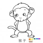 儿童简笔画图片：一只小猴子