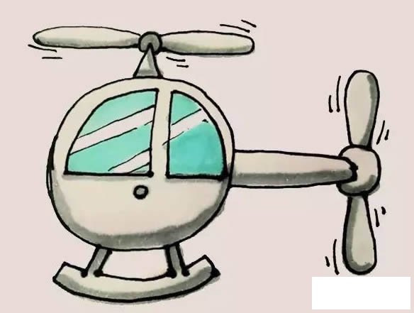 卡通版直升机简笔画