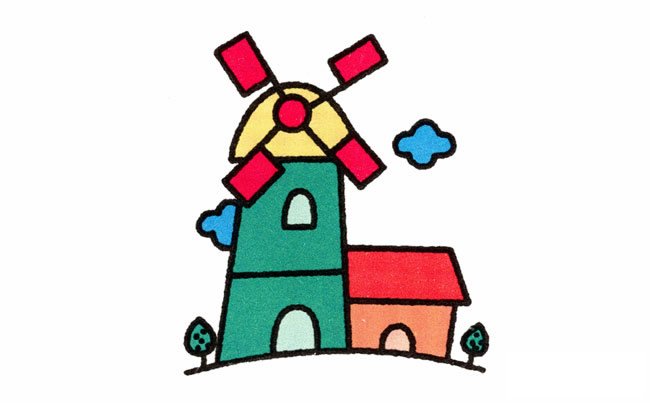 大风车简笔画步骤图片大全