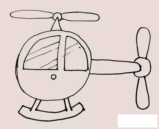 卡通版直升机简笔画