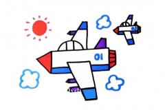儿童简笔画战斗机的画法