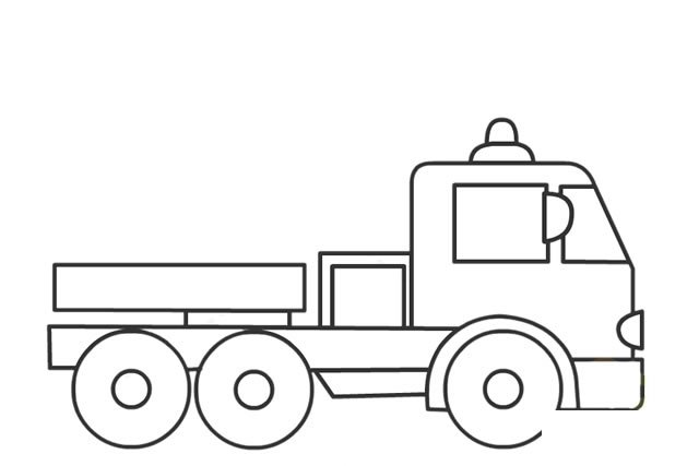 儿童简笔画消防车的画法步骤图解