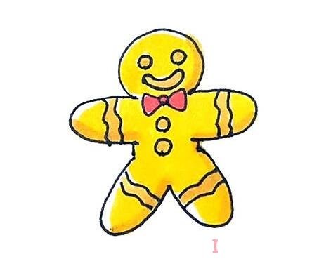 卡通姜饼人怎么画可爱简洁 带步骤图简笔画图片